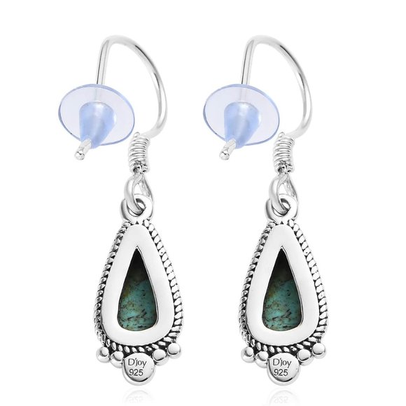 Genuine Blue Moon Turquoise gemstone dangle earrings in 925 Sterling Silver NWT - Picture 5 of 5